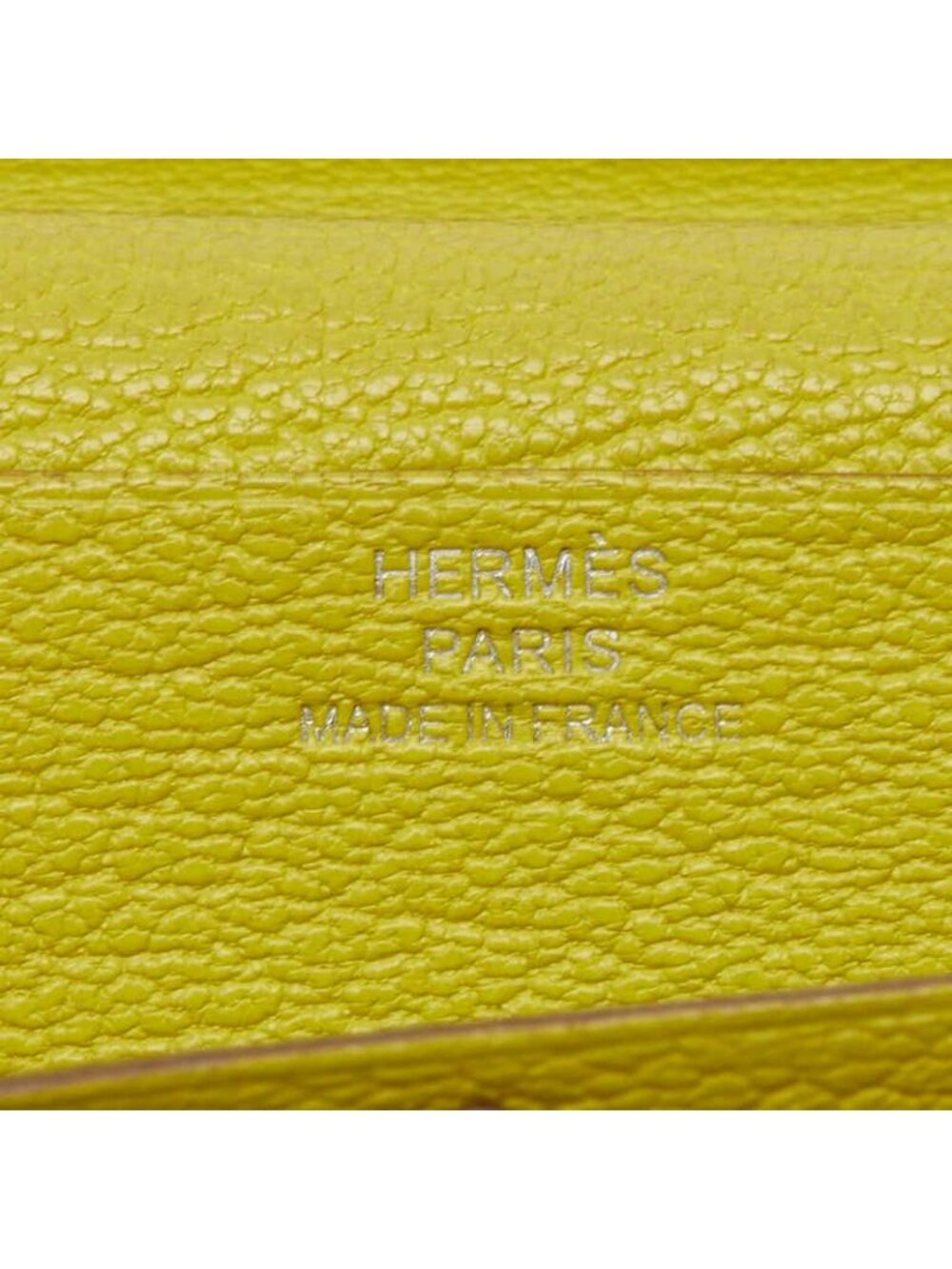 Hermes Bearn Souffle Bifold Wallet Lime Yellow Chevre - Picture 8 of 9